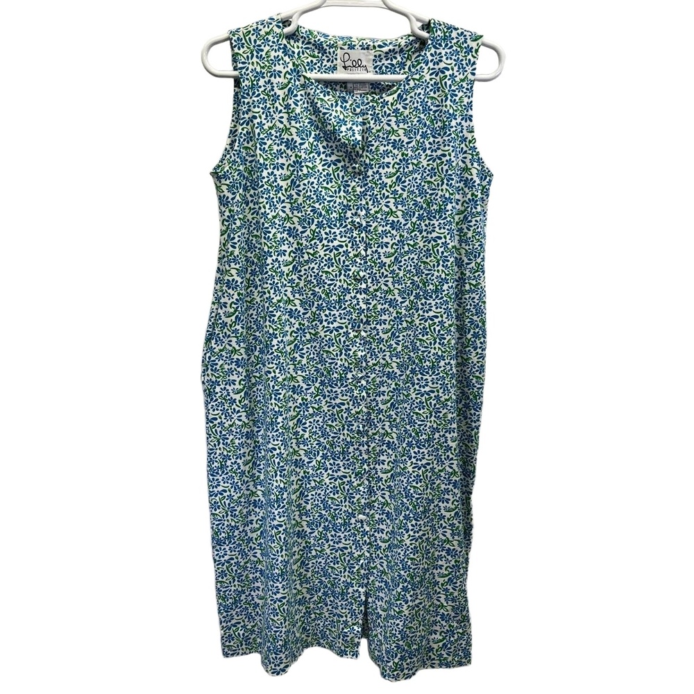 Lilly Pulitzer Blue and Green Floral Midi Dress